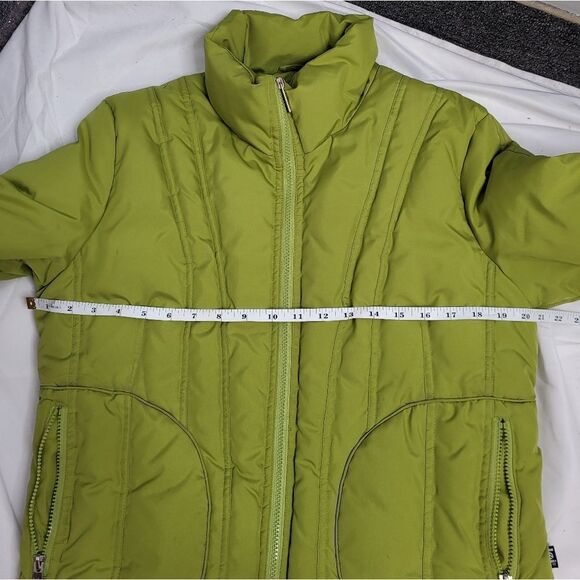Y2K/90s chartreuse green full zip‎ down fill blend winter ski jacket M - Picture 12 of 14